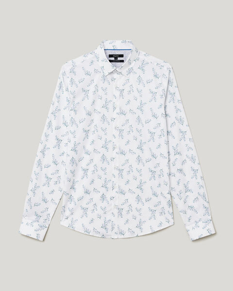 Javier Bouquet Floral Long Sleeve Printed Shirt, White, hi-res